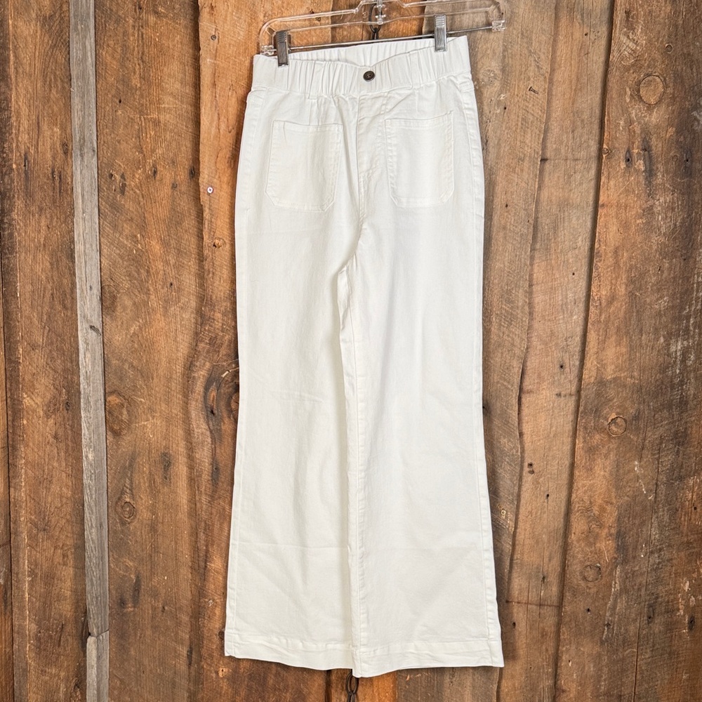 JY White Wide-Leg Cropped Pants